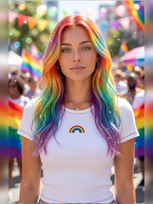 Photo with Pride template 1 and rainbow color applied