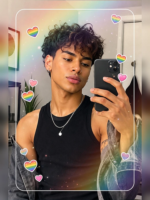 Photo with Pride template 4 and rainbow color applied