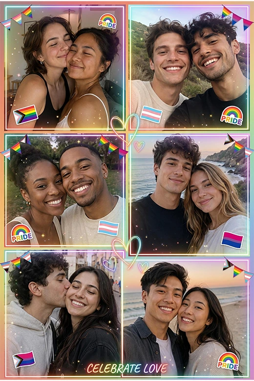 Photo with Pride template 6 and rainbow color applied