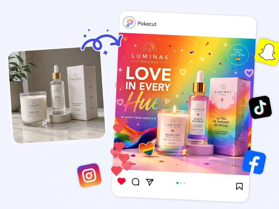 Create branded Pride campaign images with rainbow color
