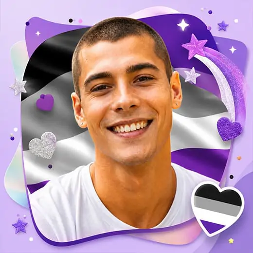 Profile photo with a rainbow pride PFP ring template