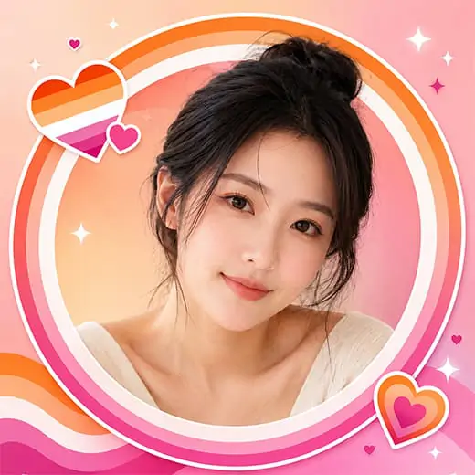 Portrait with a bright pride border for social profiles