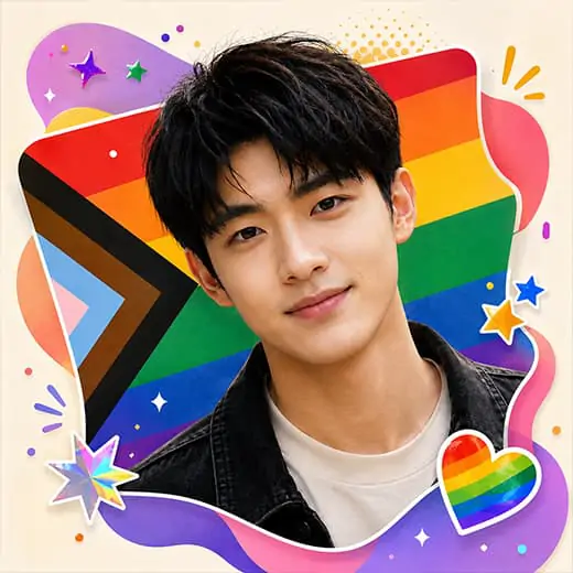 Avatar with rainbow stickers and pride icon details