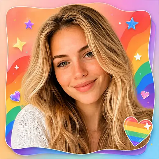 Portrait with a pride flag circle PFP ring