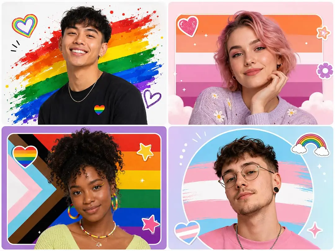 Pride PFP templates applied to a centered profile photo