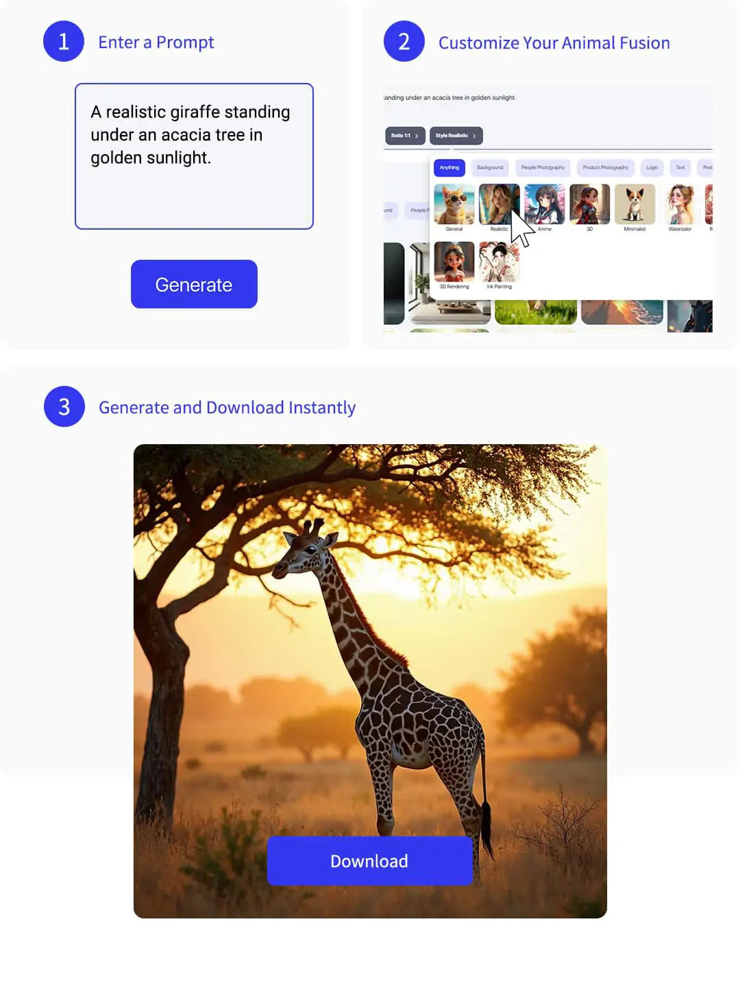 Step photo showing how to generate a random animal