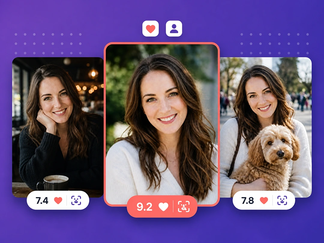Dating photo rating report for a profile portrait