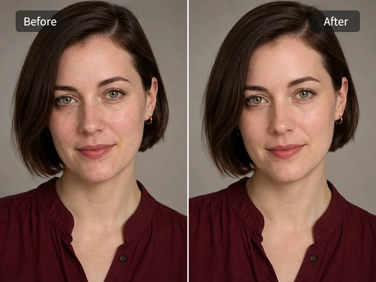 Face retouch edits applied after AI photo score report