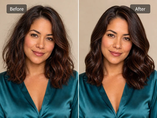 Portrait hair style refreshed after photo rater feedback