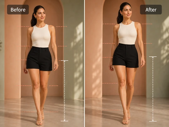 Full body portrait polished after AI photo rating advice