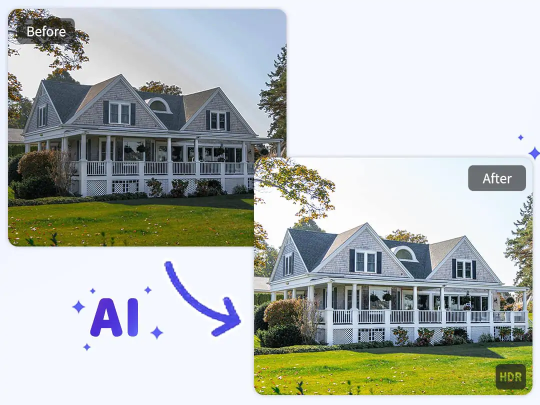 Online photo editor automatically fixes lighting and color issues in real estate photos