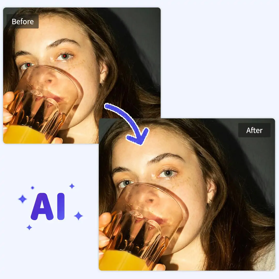 Use Pokecut to remove red eye effect from photo