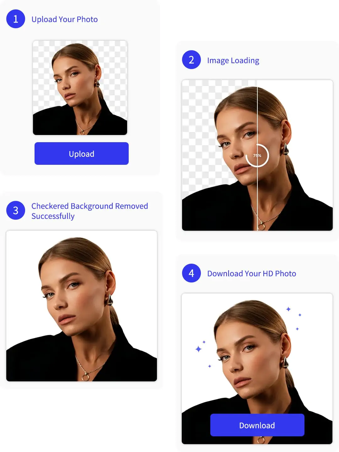 A process of removing checkered background by using Pokecut