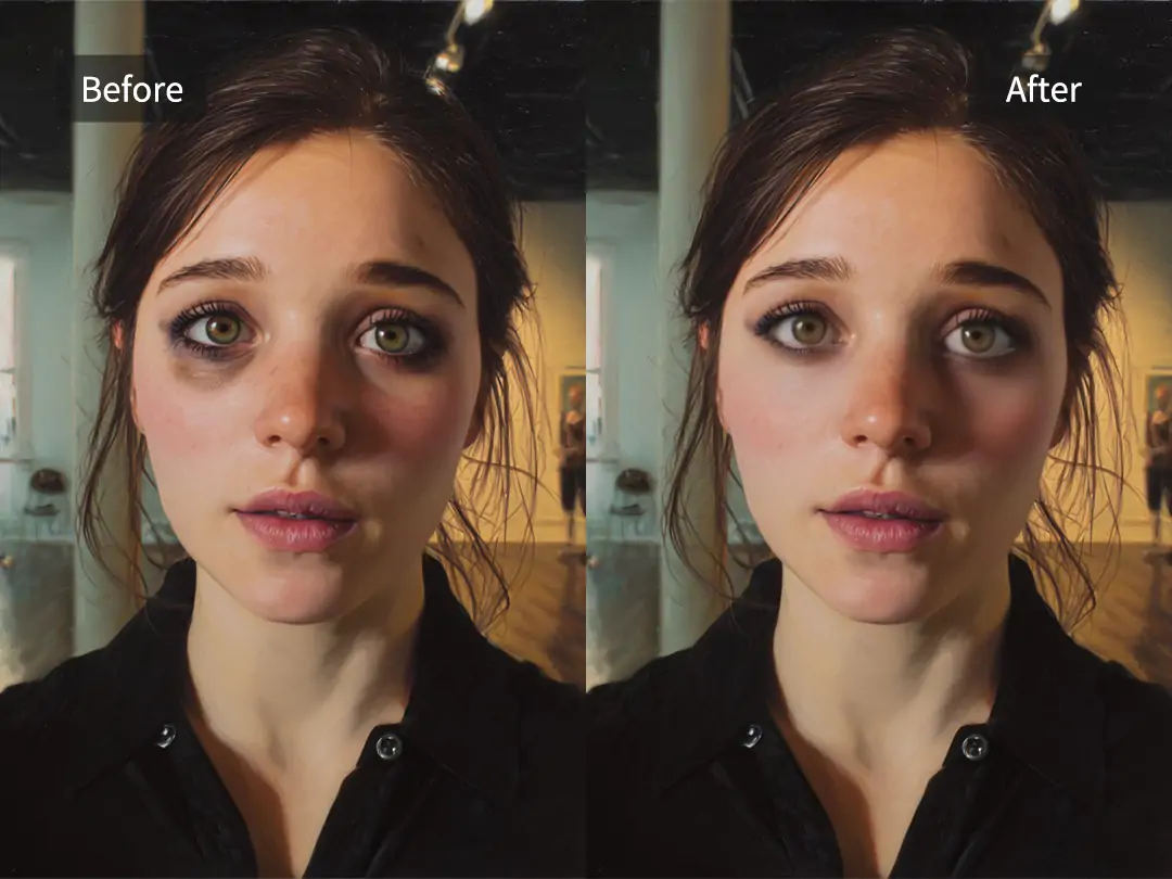 Use Pokecut's dark circle remover in artistic photos