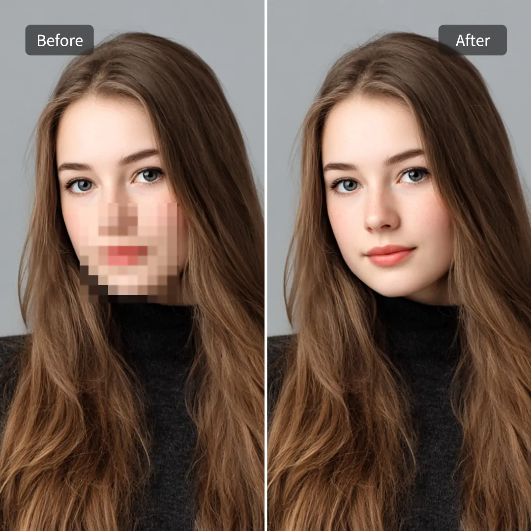 Remove mosaic from a beautiful girl's face