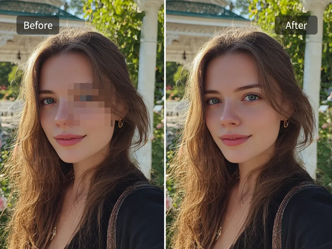 AI removing mosaic from a selfie
