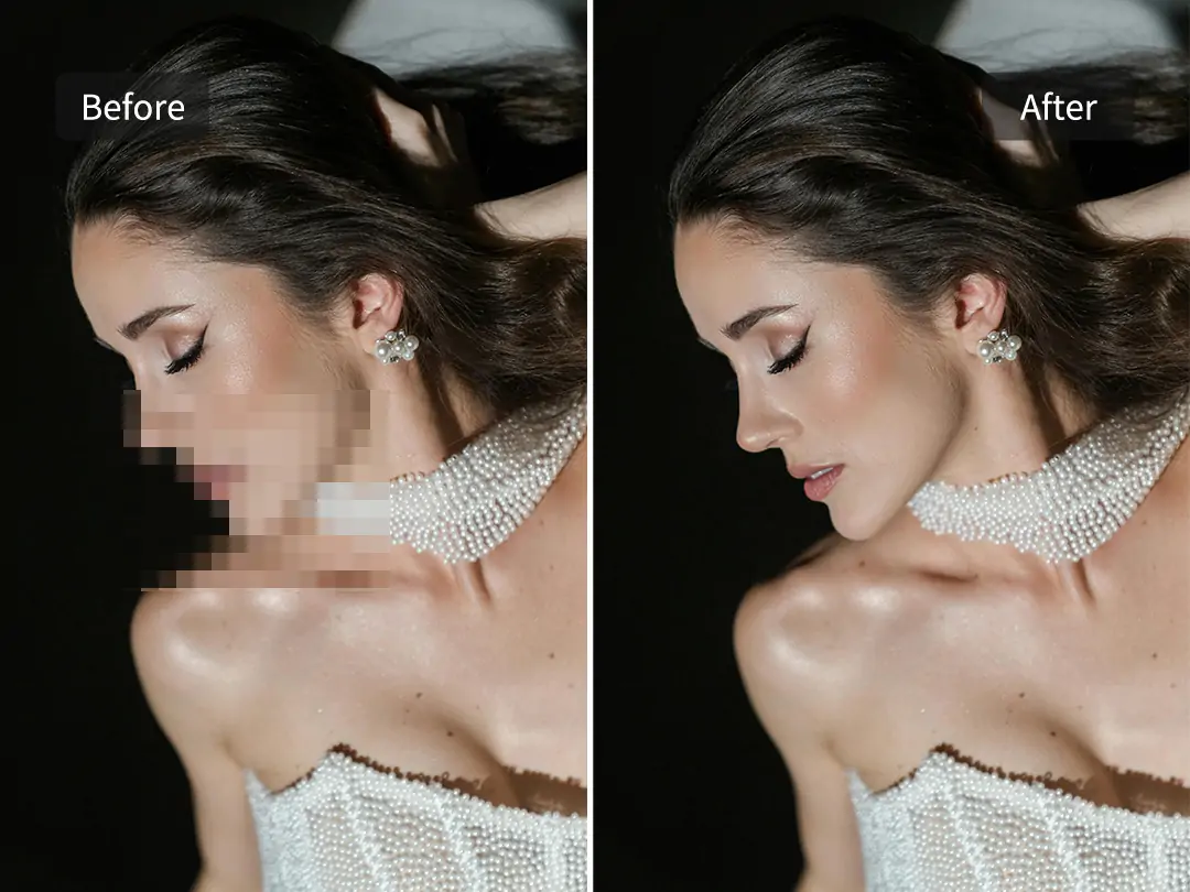 Remove mosaic from celebrity face and enhanced after mosaic removal