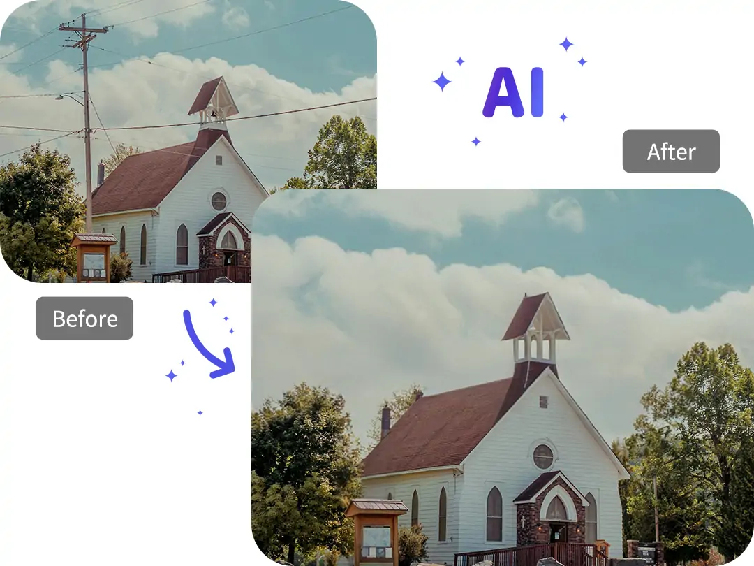 AI tool removes power lines from a building
