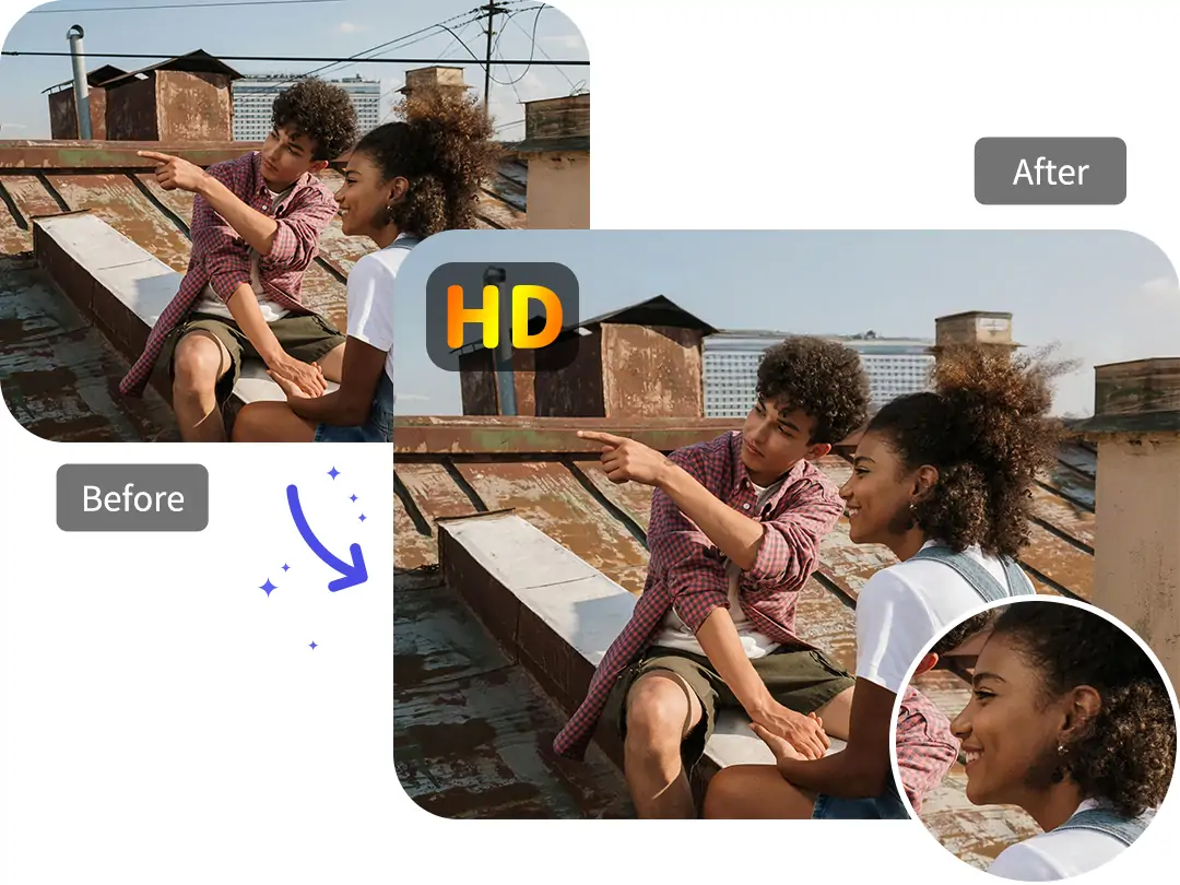Before and after image showing removed wires with high quality