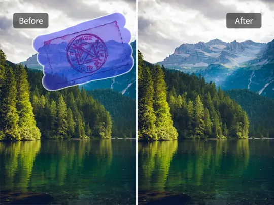 Remove stamp from photo with AI.