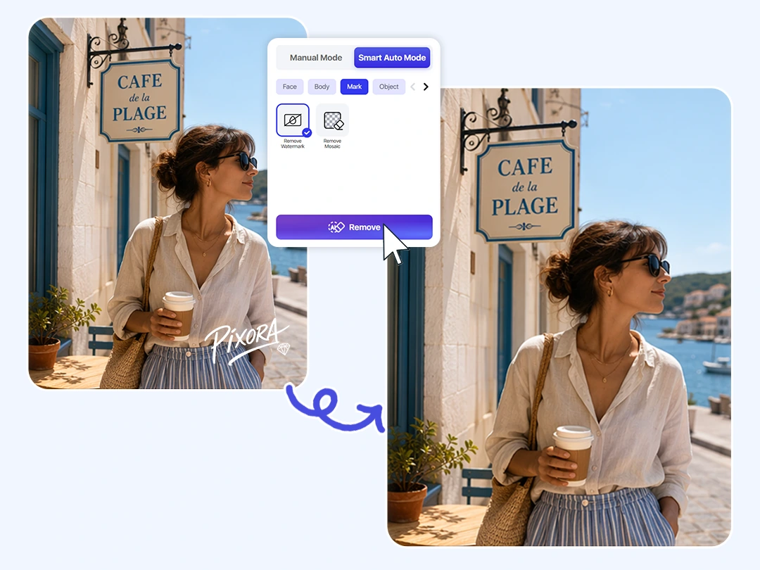 Use auto detect and manual brush for scribble removal