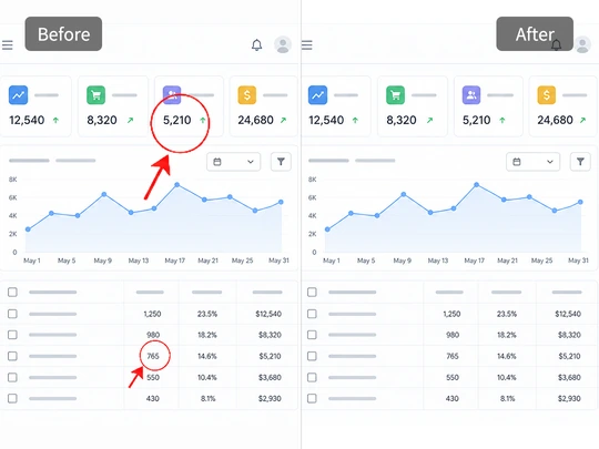 Remove red markup from a UI screenshot