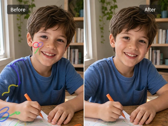 Remove accidental doodles from a photo