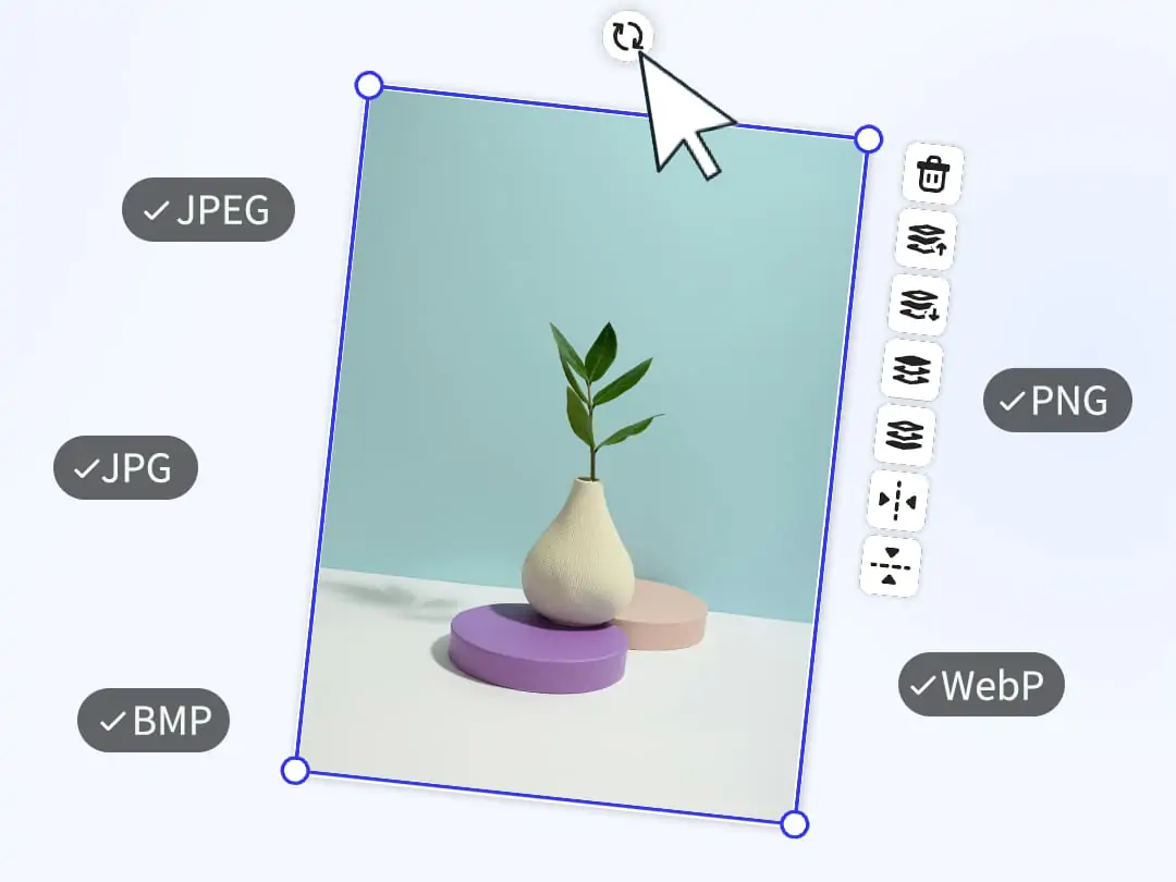 Upload photos in different formats to rotate