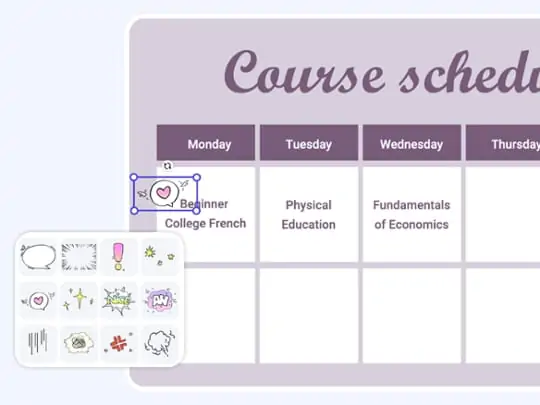 Add stickers to the timetable to make it more attractive.