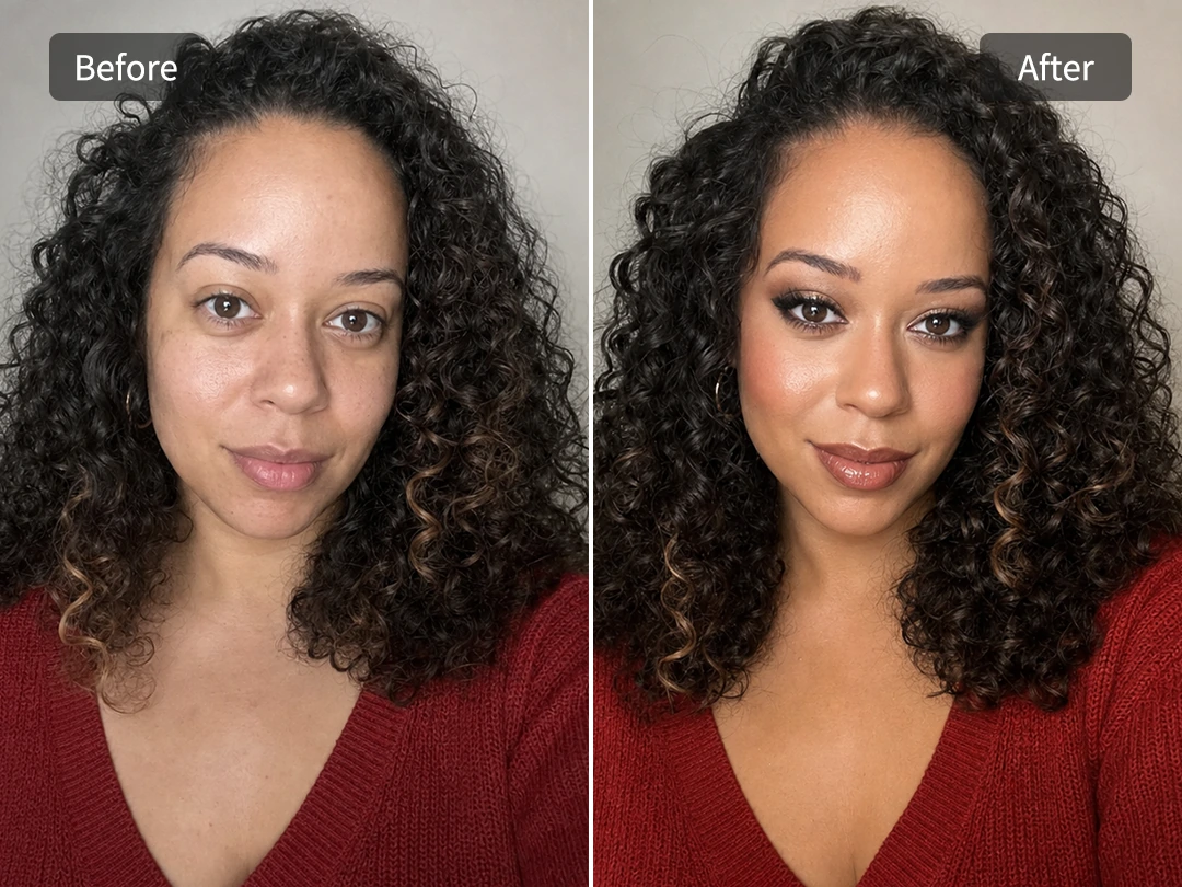 Face glow and makeup edit for a sexy selfie