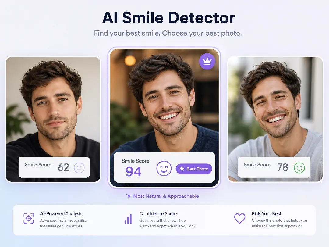 Compare profile photos with smile score results