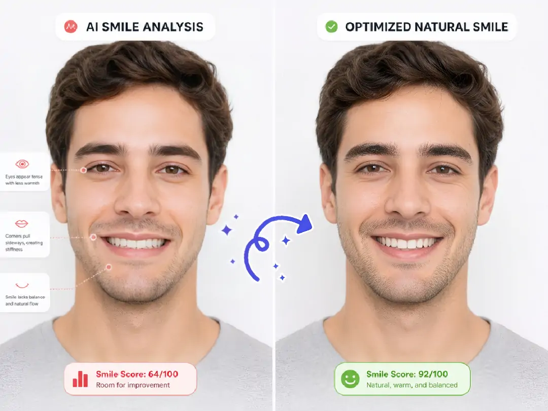 Detect a fake smile from eye and mouth movement