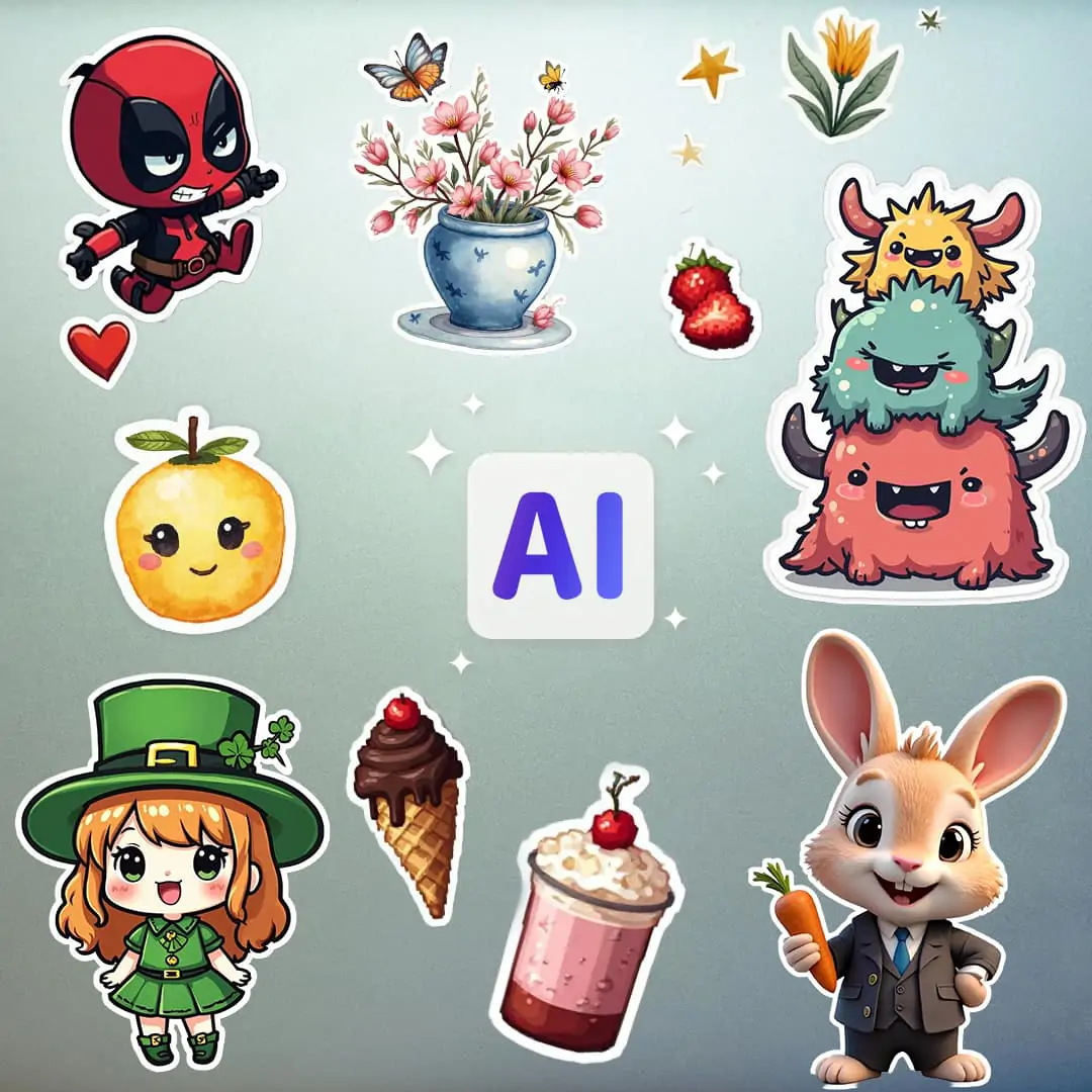 Use AI sticker to create a variety of AI-generated custom stickers in different styles
