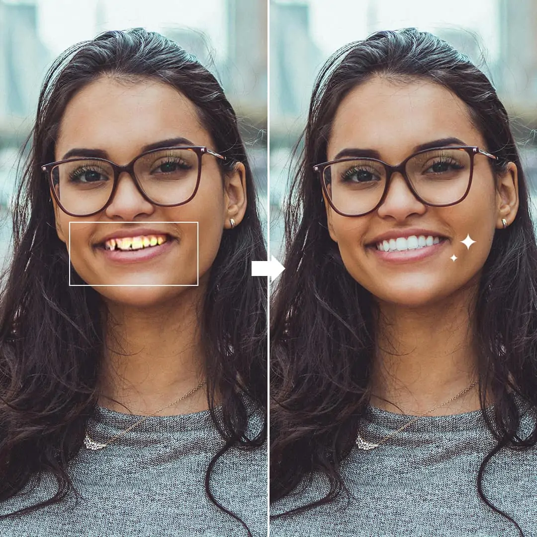 Sweet girl smiling confidently after using Pokecut to whiten teeth
