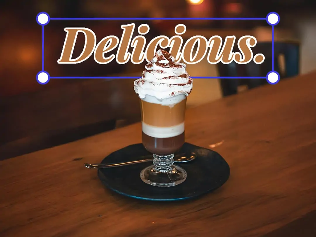 Add text behind food photo easily