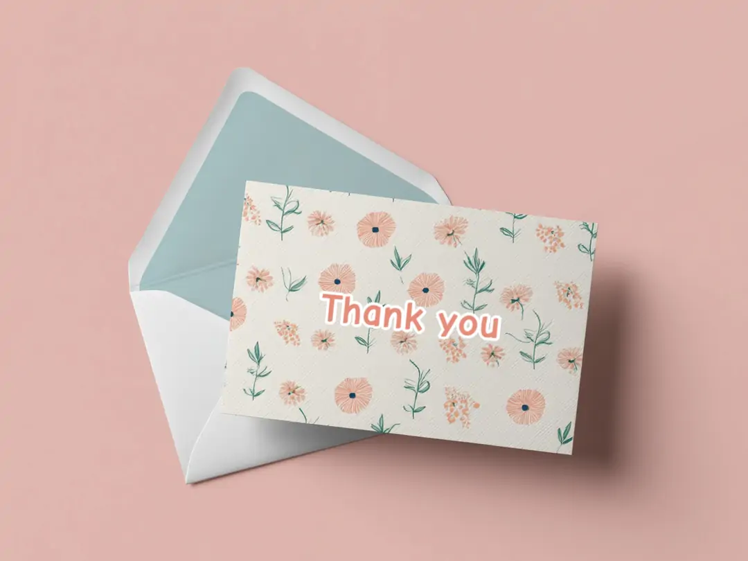 Thank you card with personalized text and varied fonts, created using AI-powered text editing features.