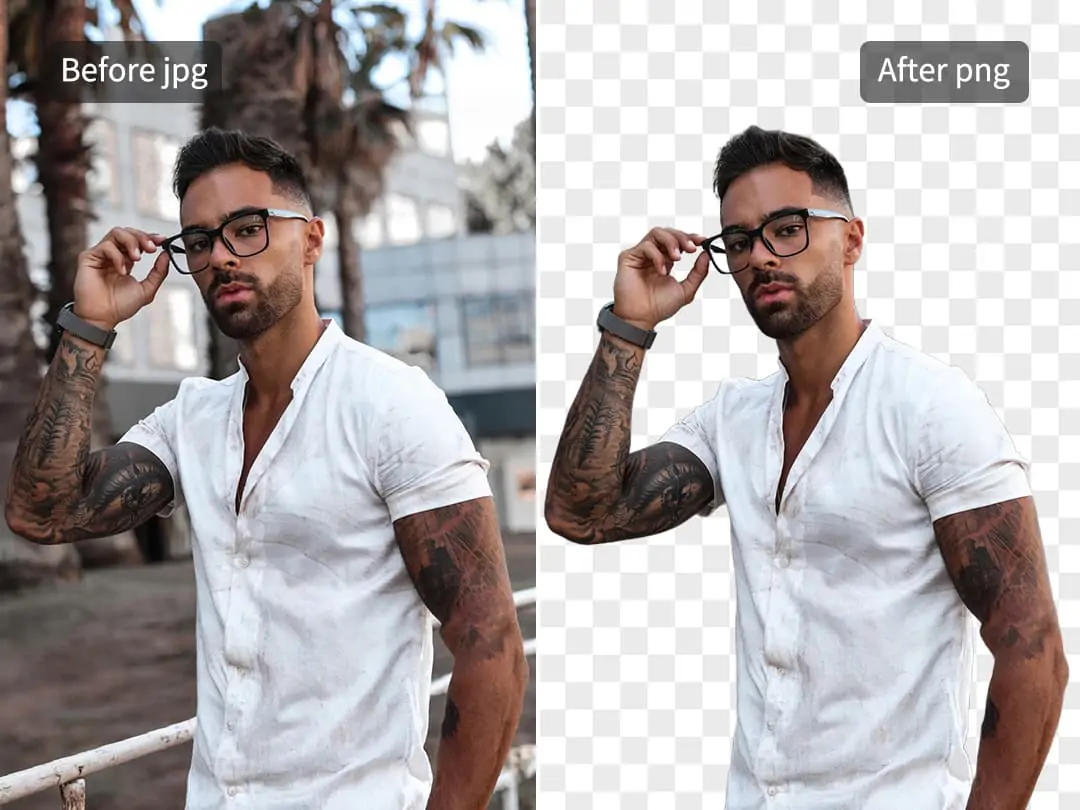 Make portrait image background transparent using online png tool