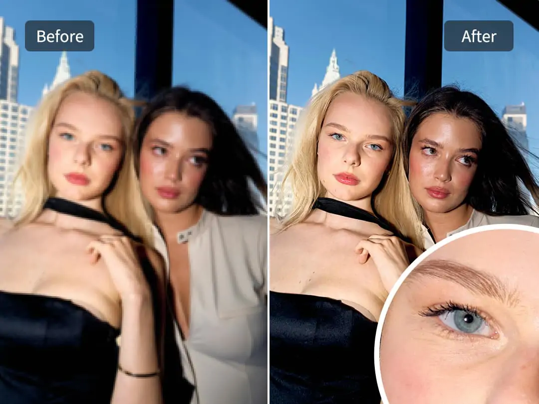 Remove blur from portrait photo or facial photo. Restore every detail of the face