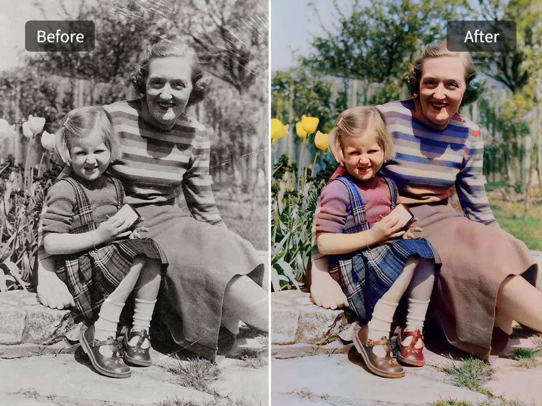 Use Pokecut's photo restoration tools to colorize old B&W photos