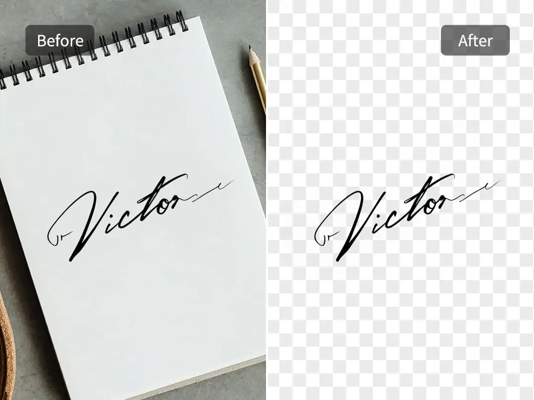 Cleanly remove background from handwritten text image using Pokecut