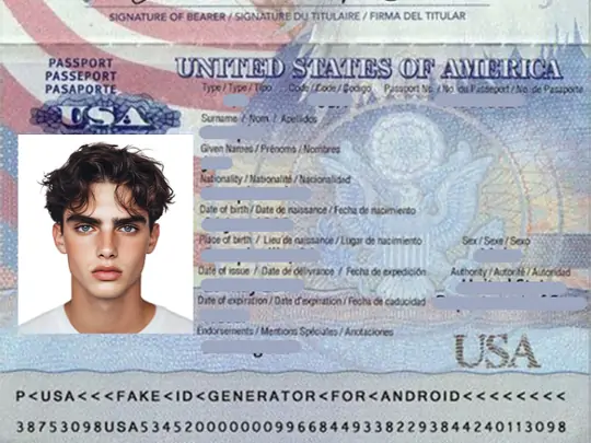 US passport photo with AI cropping tool and custom background, meeting official size requirements