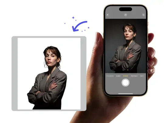 AI-optimized Italian passport photo instantly transformed for correct size and background.