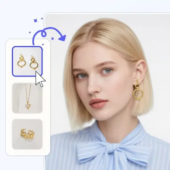 Virtual jewelry try on with rings earrings and necklaces selection
