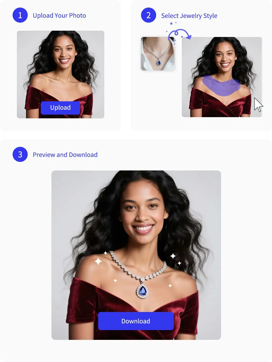 Virtual jewelry try on process of Pokecut