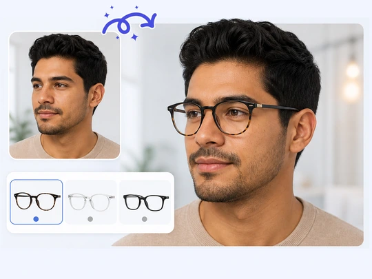 Preview glasses on your photo before buying frames online