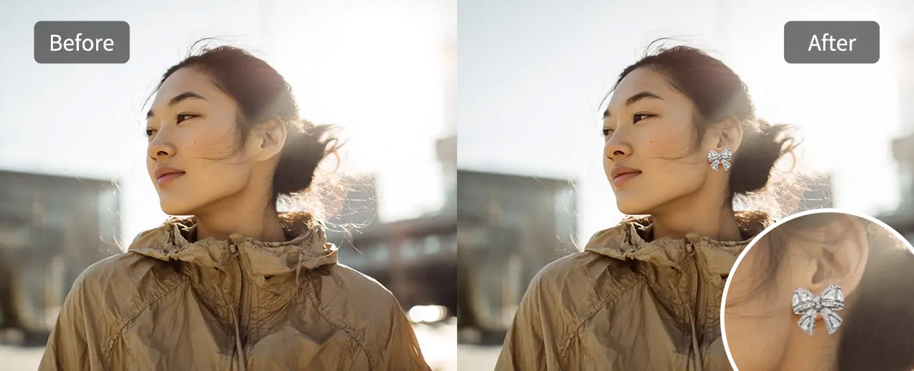 AI try-on earrings effect