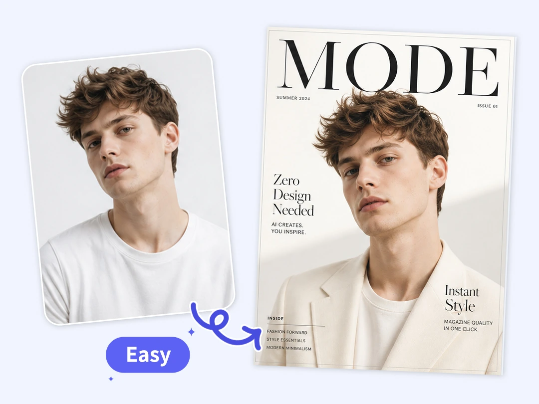 Create a magazine cover layout without design skills