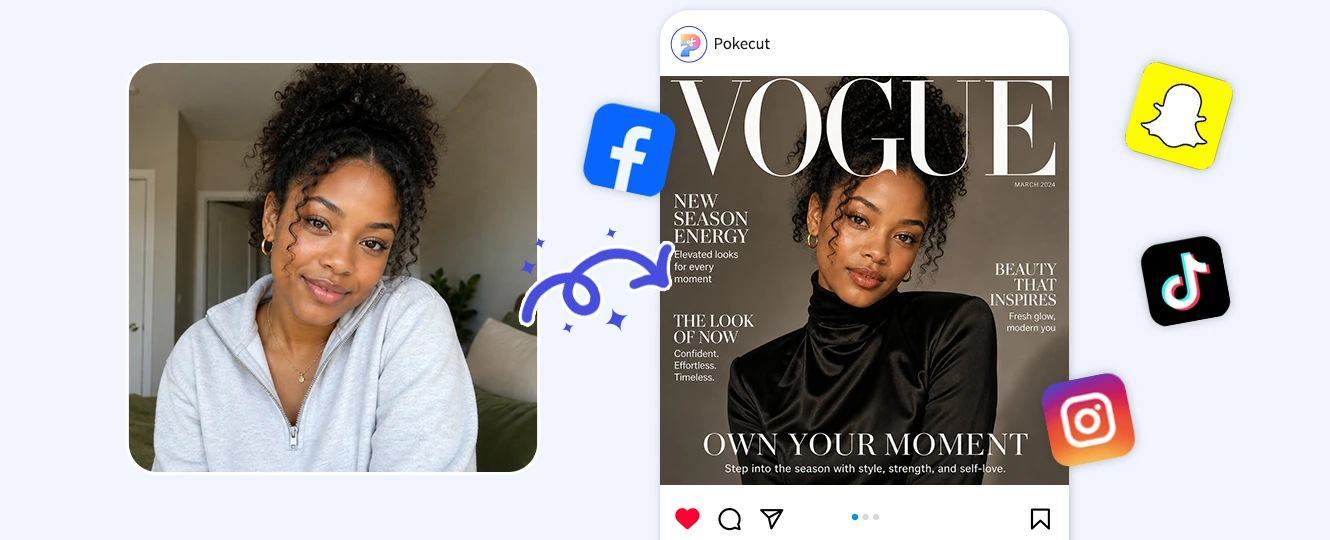 Create a cover-style social profile portrait