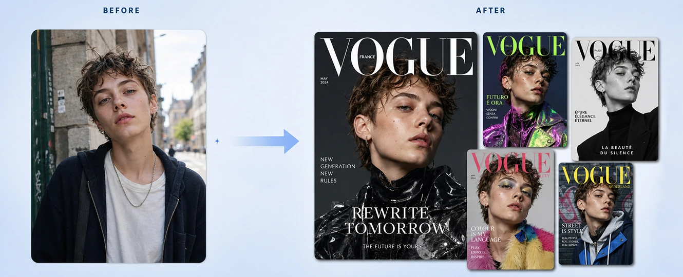 Build an editorial fashion portfolio cover image