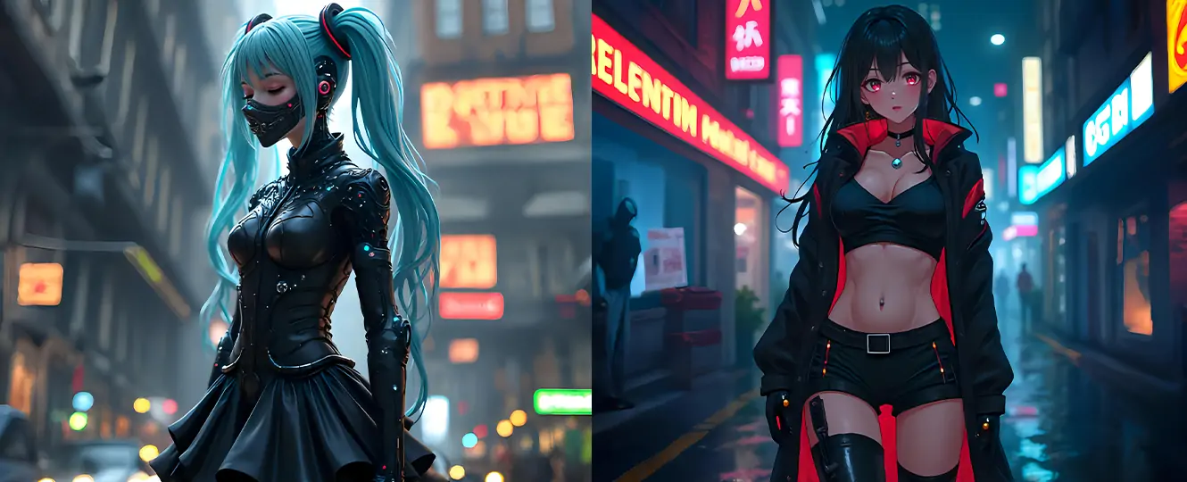 Cyberpunk style photos generated by Pokecut's waifu generator